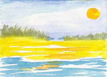 "Orange Moon" by Shirley Diedrich, Fitchburg WI - Watercolor, SOLD